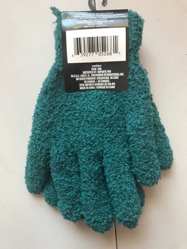 New Lot Of 3 Magic Stretch Gloves Green Super Soft 1 Adult Pair 2 Kids Pair