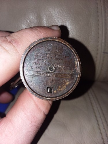 1977 MINI BRONZE FAN PAPERWEIGHT OR SALESMEN SAMPLE