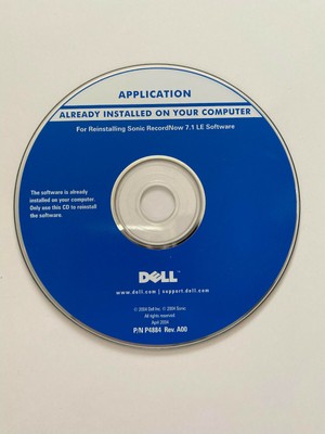 DELL Application For Reinstalling Sonic RecordNow 7.1 LE Software P/N P4884 A00