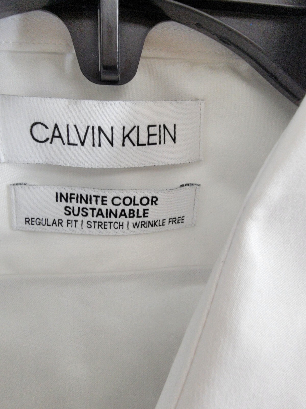 Calvin Klein Infinite Color Regular Fit Dress Shirt Men's L 34/35 16-16.5 White - Picture 10 of 17