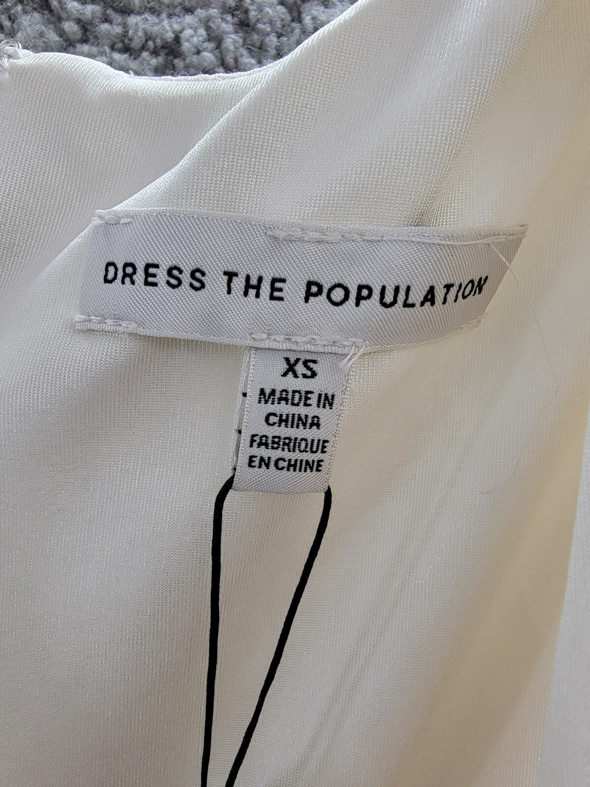 Dress the Population Krista Plunge Neck Side Slit Gown Women's XS Ivory Back Zip - Picture 9 of 17