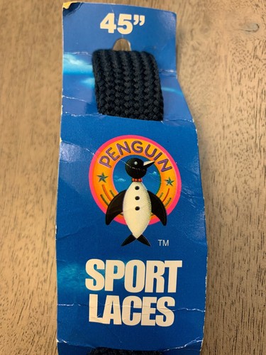 Penguin Fat Shoe Laces Flat Sport Laces Navy Blue 45” Length 1