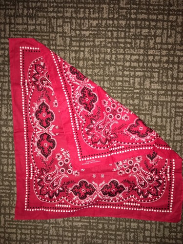 Vintage Red Fast Color 100% Cotton RN 15234 Bandana Lot #37