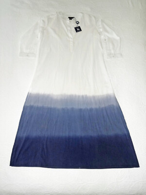 Madison Matthews White Gray Ombre Maxi Dress - Medium NWT Long Cotton Tunic