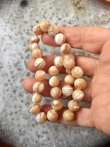 11” Bead Mother Of Pearl Shell Natural 10 Mm Round