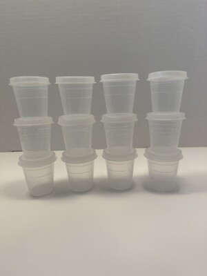 (12 Pack) Tupperware Mini Midgets 2oz With Seals Clear Set Of 12 NEW