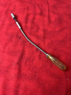 VINTAGE 10'' FLEXIBLE RATCHET SCREWDRIVER TOOL YELLOW HANDLE (t40)