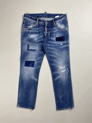 Dsquared ladies distressed denim cropped jeans size 38 