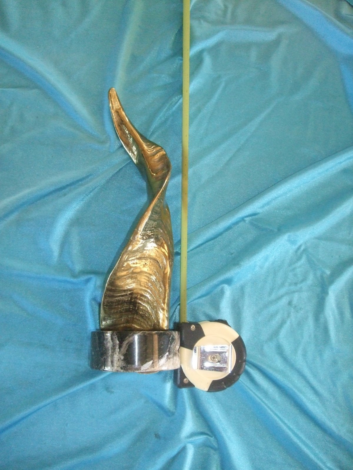 Brass Ram Rams Ram's Horn Sculpture on Marble Base-Exquisite Detail -weight =5lb