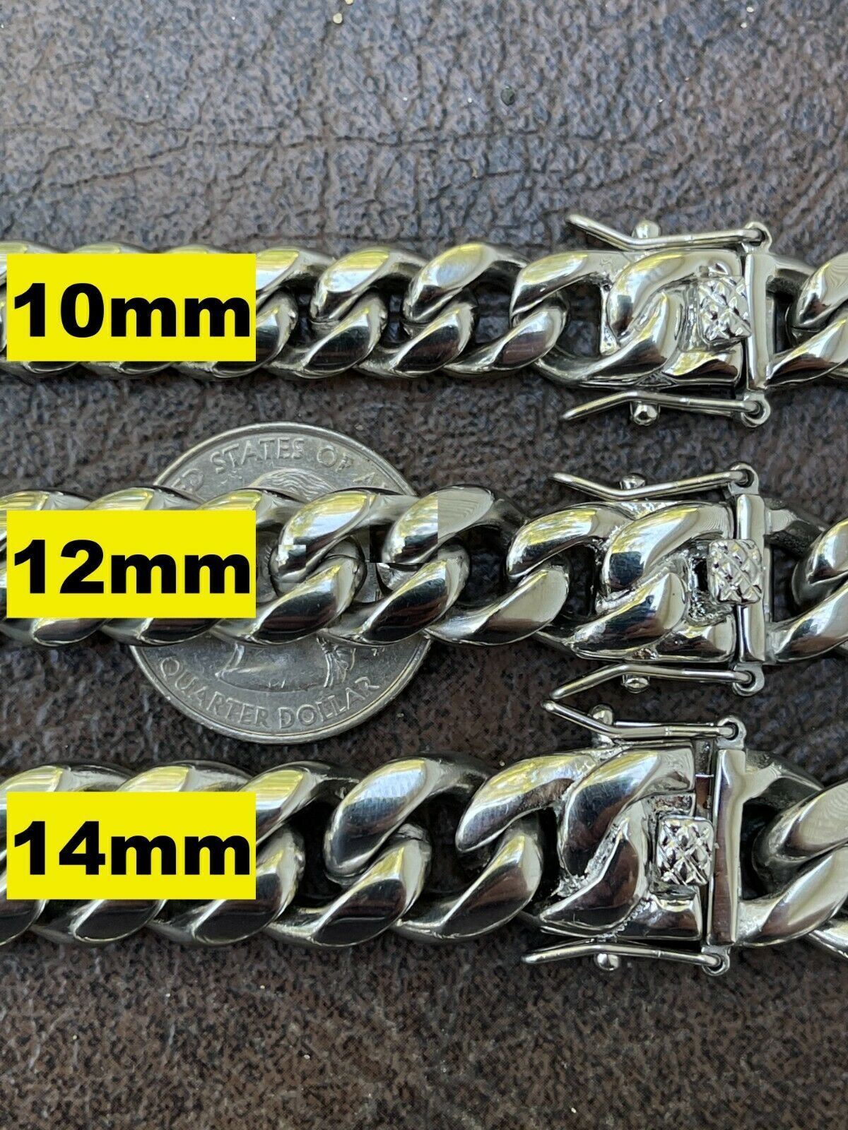 Real Solid Stainless Steel Miami Cuban Link Chain Necklace Box Clasp 4-18mm