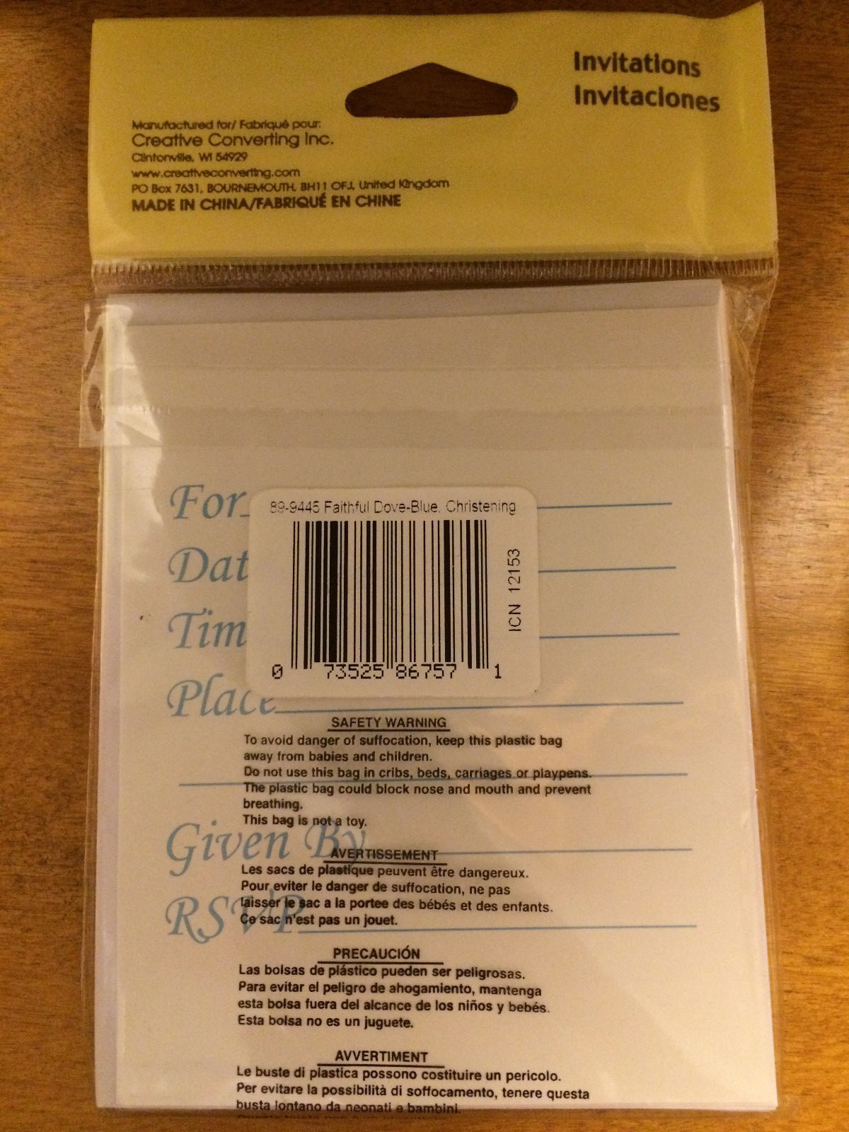 (48) Faithful Dove Blue Invitations 