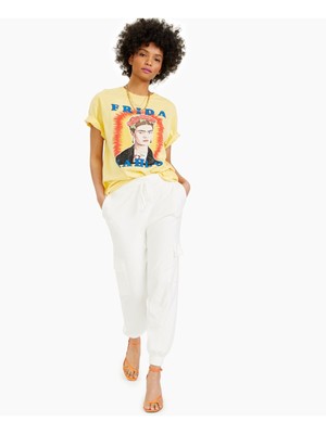 

JUNK FOOD Женская желтая хлопковая футболка с короткими рукавами и круглым вырезом для юниоров, Желтый