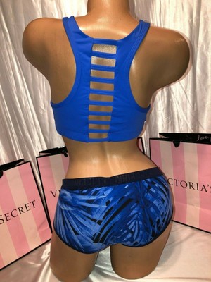 Victorias Secret PINK Sports Cagey Low Rise Hipster Large Blue
