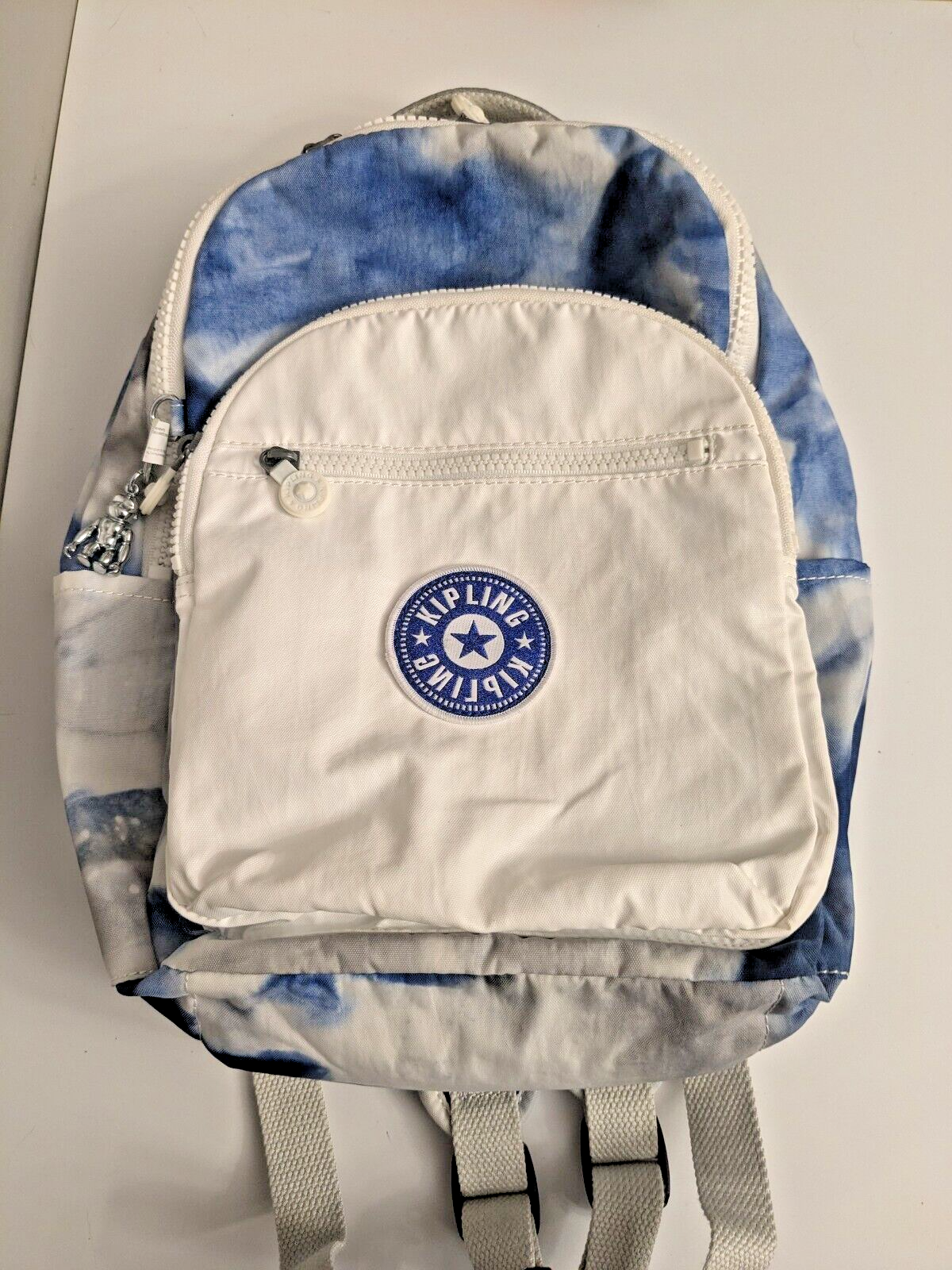 Kipling バックパック 青と白のタイダイ Kipling SEOUL Tie Dye Pattern Backpack school book bag Blue