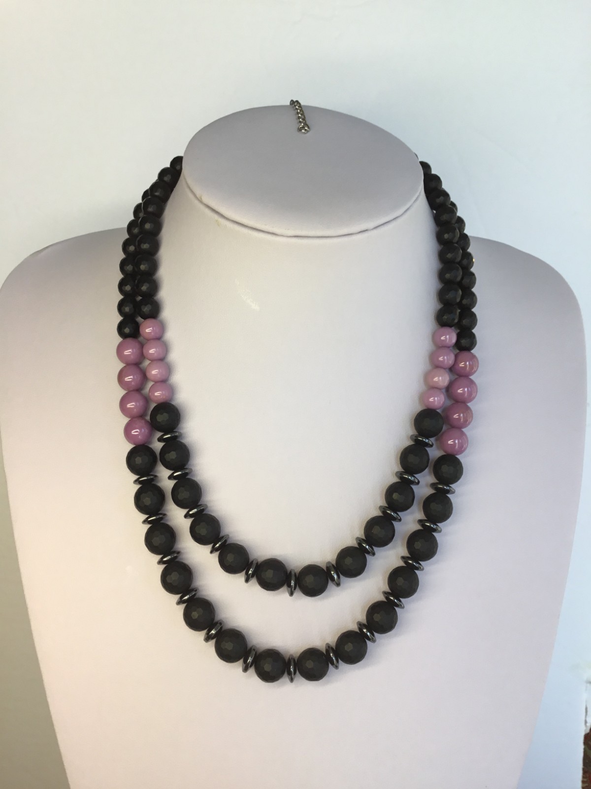 gorgeous high quality micro faceted matt black Onyx and natural Phosphosiderite