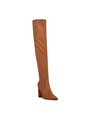 Женские бежевые сапоги Dasher с острым носком и блочным каблуком NINE WEST Womens Goring на мягкой подкладке 5,5 м