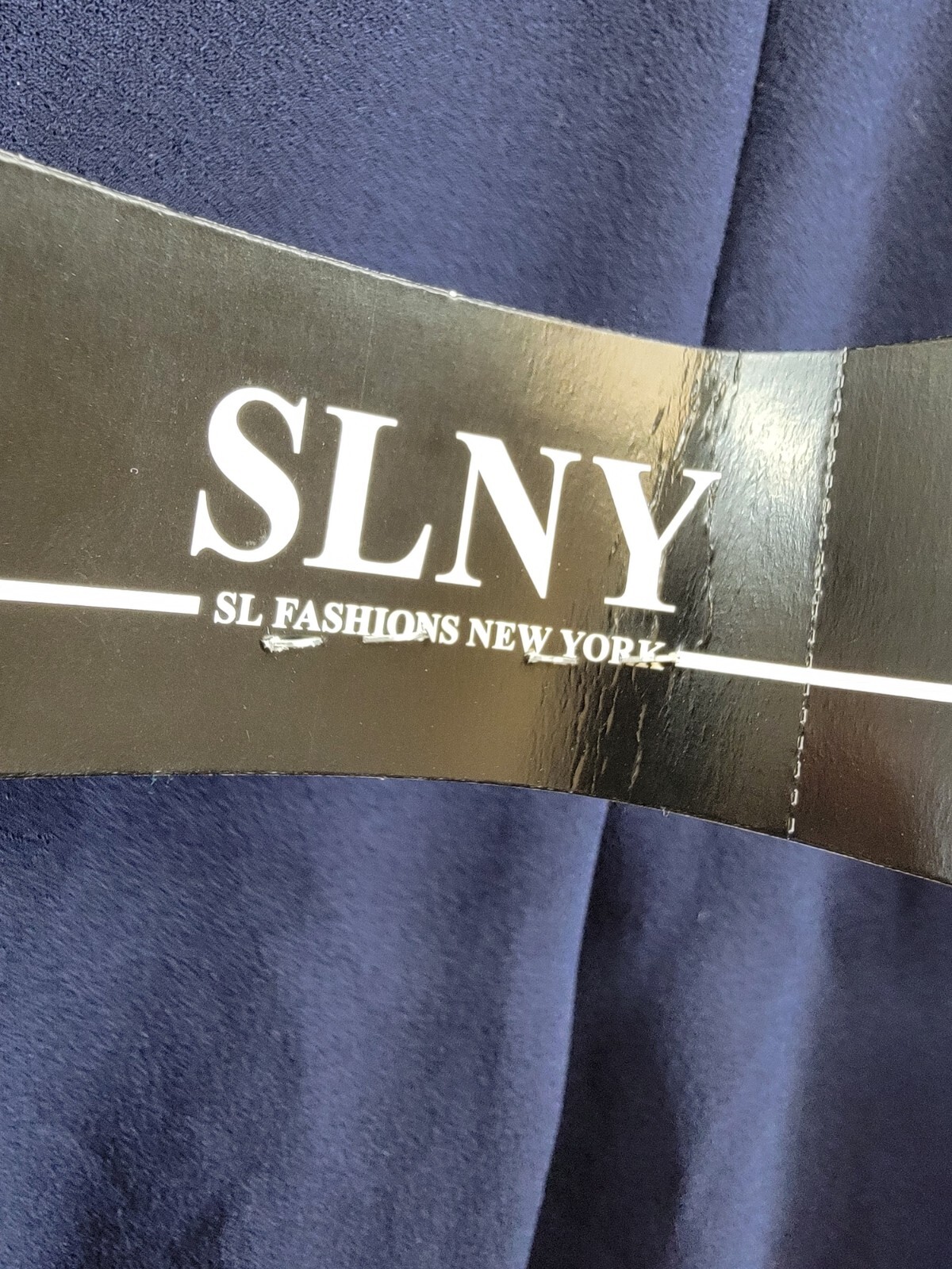 SLNY Twisted-Neck Tulip-Hem Dress Women's Navy Sleeveless Zip/Hook & Eye - Picture 15 of 16