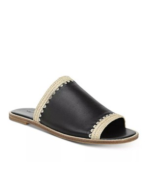 

ВИНС. Женские черные кожаные шлепанцы Padmore с круглым носком и мягкой подкладкой 9,5 м, Черный, G4983L1