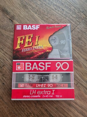 BASF LH Extra I 90 & FEI Ferro Extra Blank Audio Cassette - Big Window 1985