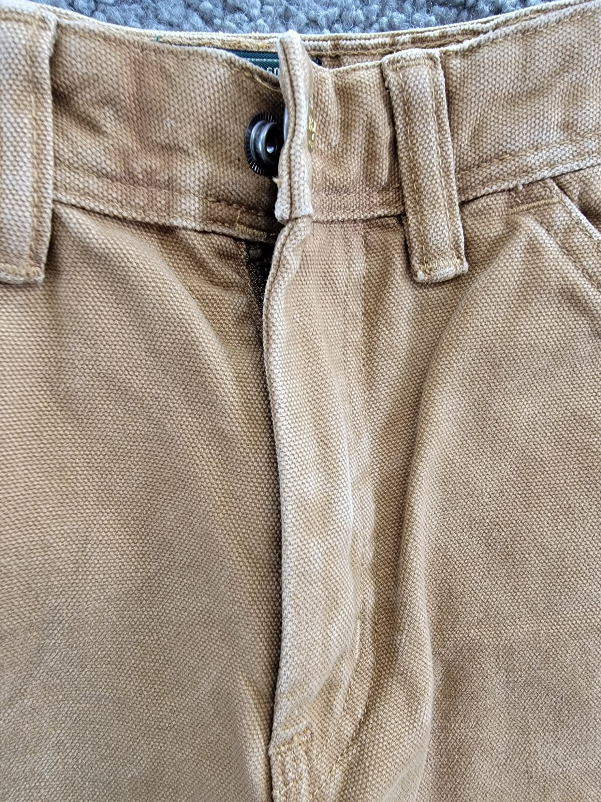 Ralph Lauren Canvas Carpenter Pants Big Boys' 12 Beige Solid Zip Snap Closure - Picture 10 of 19