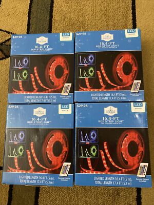 4 Holiday Time 16.4 Ft RGB Strip LED Light+Remote Control Color Changing Indoor