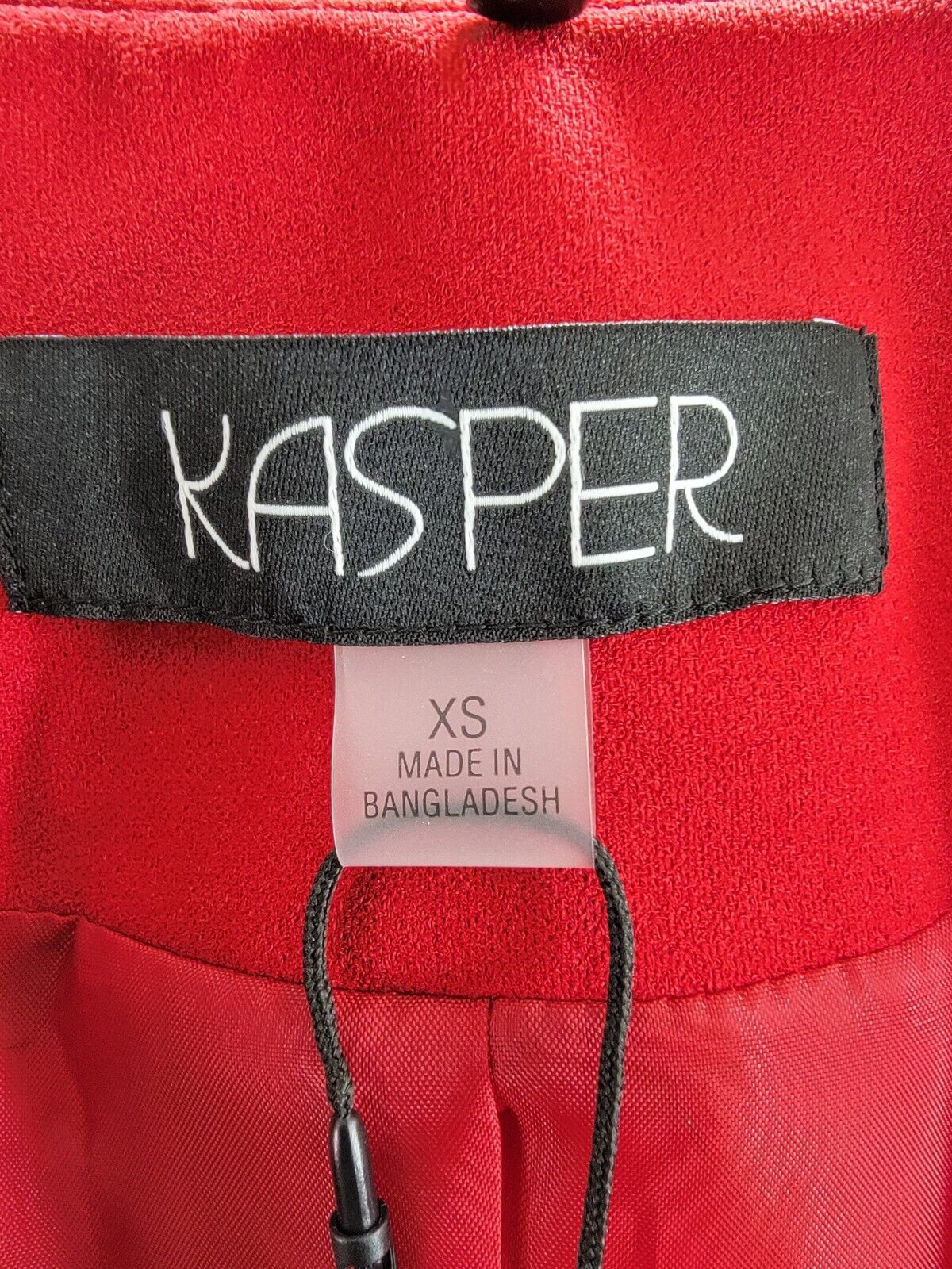 Kasper Collarless Open-Front Long-Sleeve Jacket Women's XS Crimson Flap Pockets - Picture 9 of 16