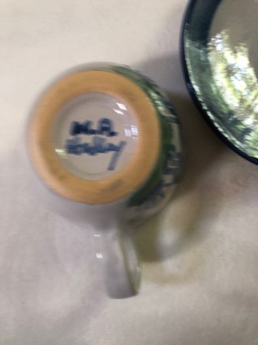 M A Hadley Pottery, Sheep Lamb Coffee Mug & Saucer Vintage Signed