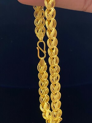 Pre-owned Jisha 22karat Certified Solid Yellow Gold Dubai Rare Design Unisex Chain Link Bracelet