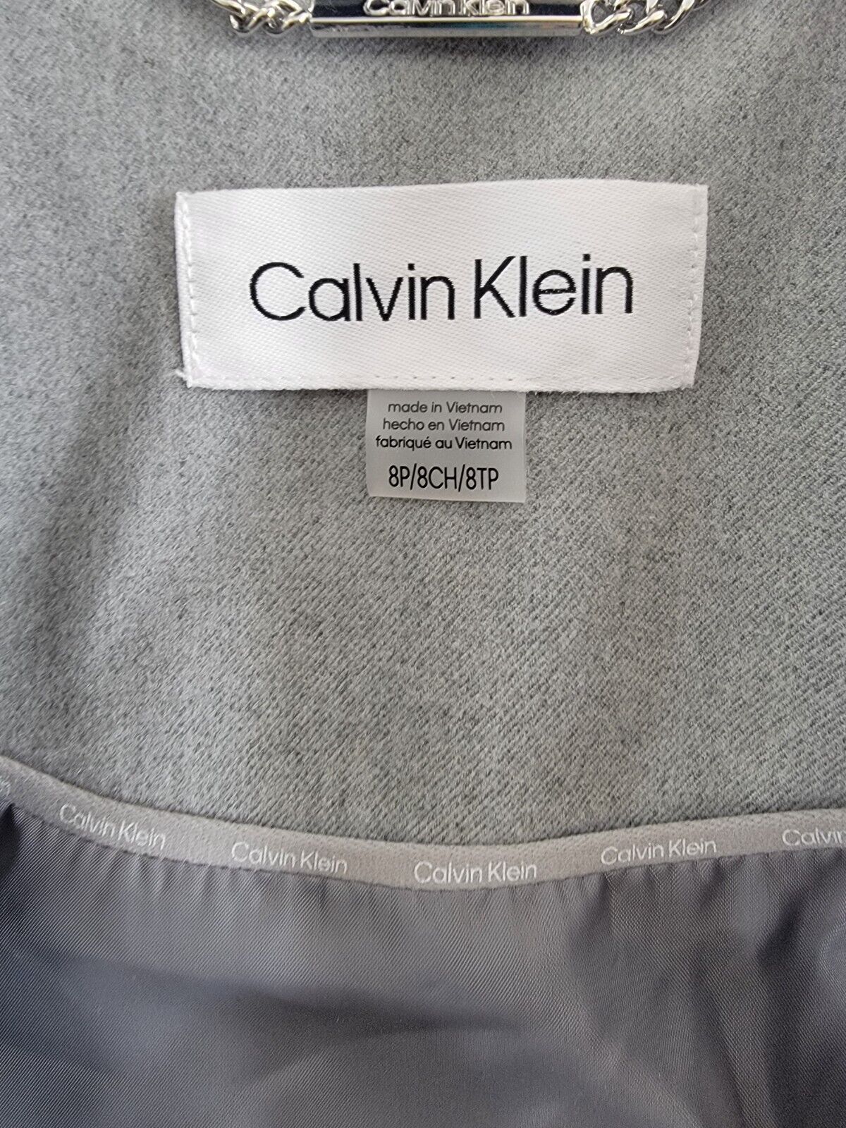 Calvin Klein Petite Cropped Open-Front Blazer Womens 8P Grey Heather Long Sleeve - Picture 15 of 16