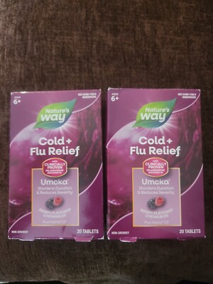 Umcka Cold + Flu Relief Fast Dissolve Multi-Action 40 Berry Chewables 2 Pack 