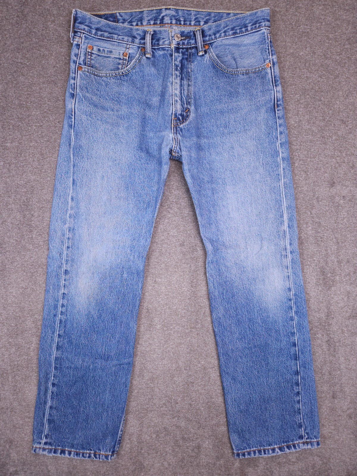 33x30 (33x29) Blue Denim Straight Leg Mid Rise Regular Fit