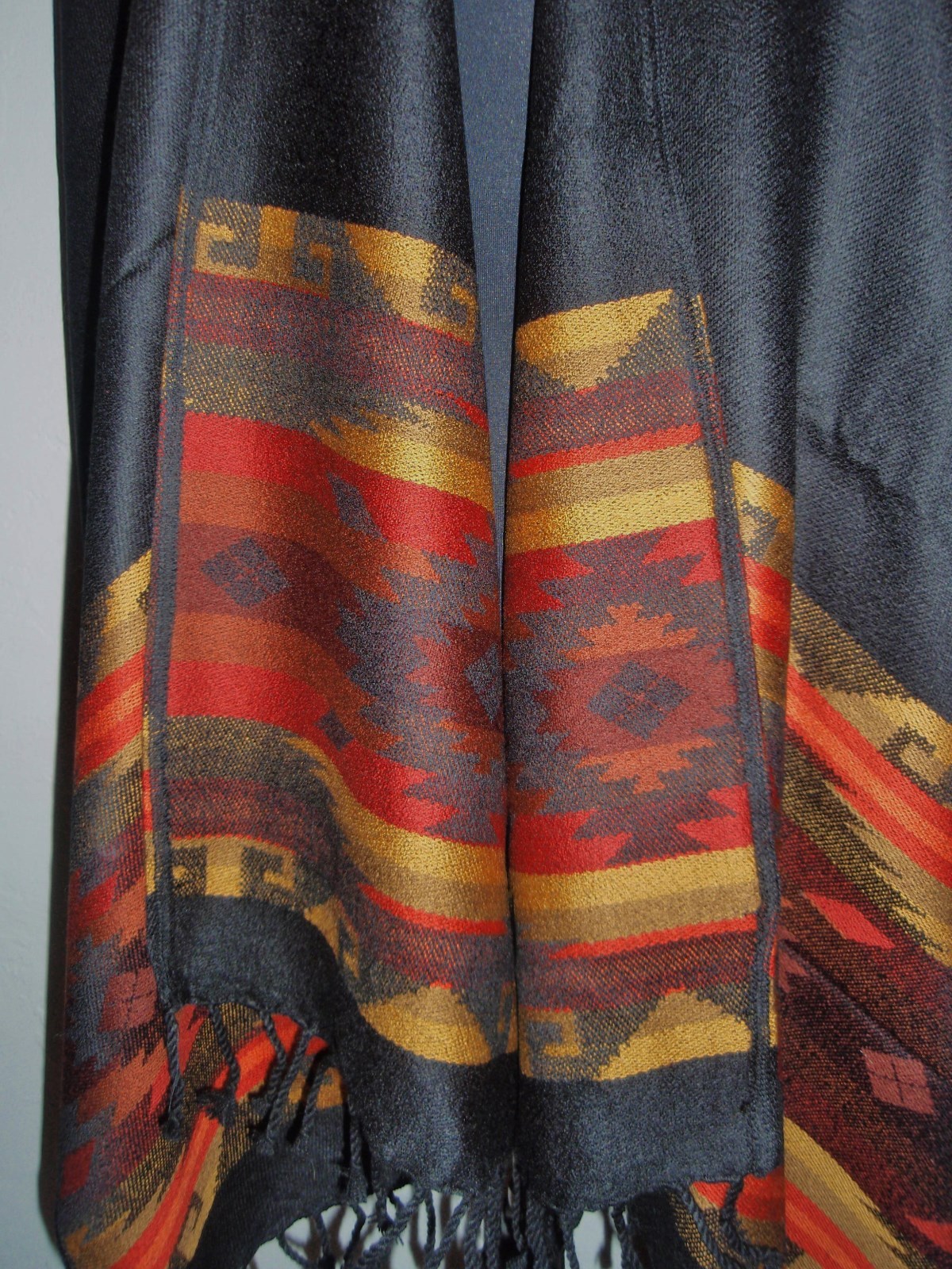 MEXICAN WRAP CAPE PONCHO REBOZO HUIPIL ZARAPE HAND LOOMED REVERSIBLE