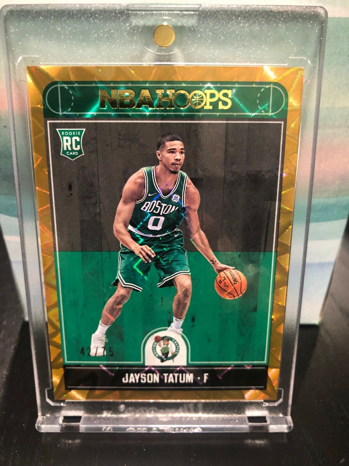 2017 Jason Tatum NBA HOOPS Sunburst Refractor Rookie card # 42/75. rookie card picture