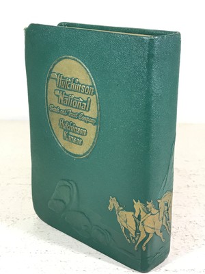 1923 Vtg Bankers Utilities Patented Leather Brass Bank Western Cowboy Design KS