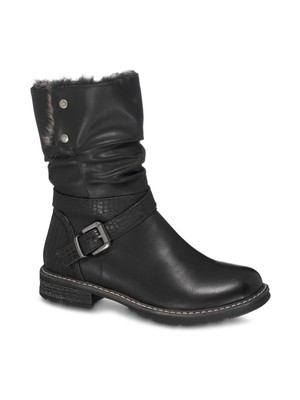 

GC SHOES Женские Черные Нескользящие Зимние Ботинки Sherpa с Круглым Носком, Черный, BAILEY