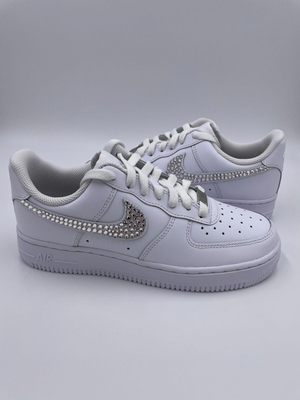 Pre-owned Swarovski Nike Air Force 1 '07 Shoes With  Crystal Bling Shoes In White