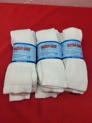 6 pairs Doc Ortho Ultra Soft Silver Diabetic Socks White Size 13 - 15 Edema USA