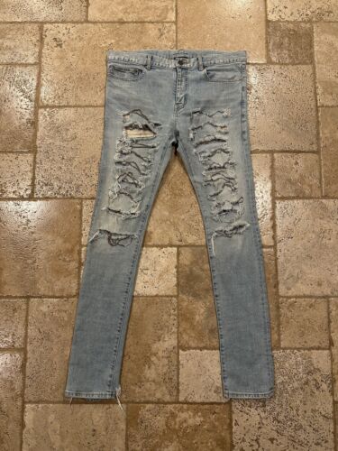 Saint Laurent Paris x Hedi FW13 Light Wash Chain Denim Jeans Saint Laurent Paris x Hedi FW13 Light Wash Chain Denim Jeans