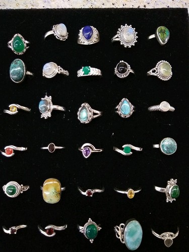 925 Sterling Silver Lot Of 72 NEW Rings  270+ Grams ...TURQUOISE and more! Lot c