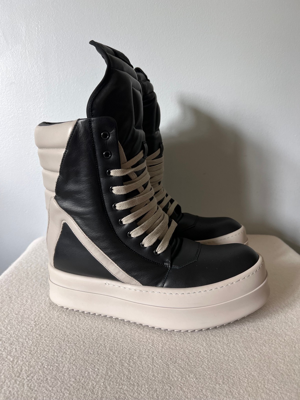 靴 25ss Rick owens Mega Geobasket 40 RICK OWENS - Men Leather Mega Bumper Geobasket – Atelier New