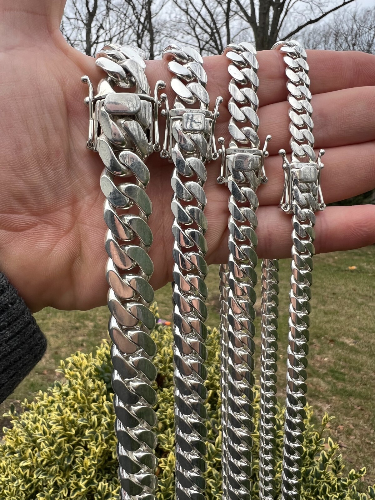 Pre-owned Silver Real Handmade Tight Link Miami Cuban Chain Bracelet Or Necklace In 999