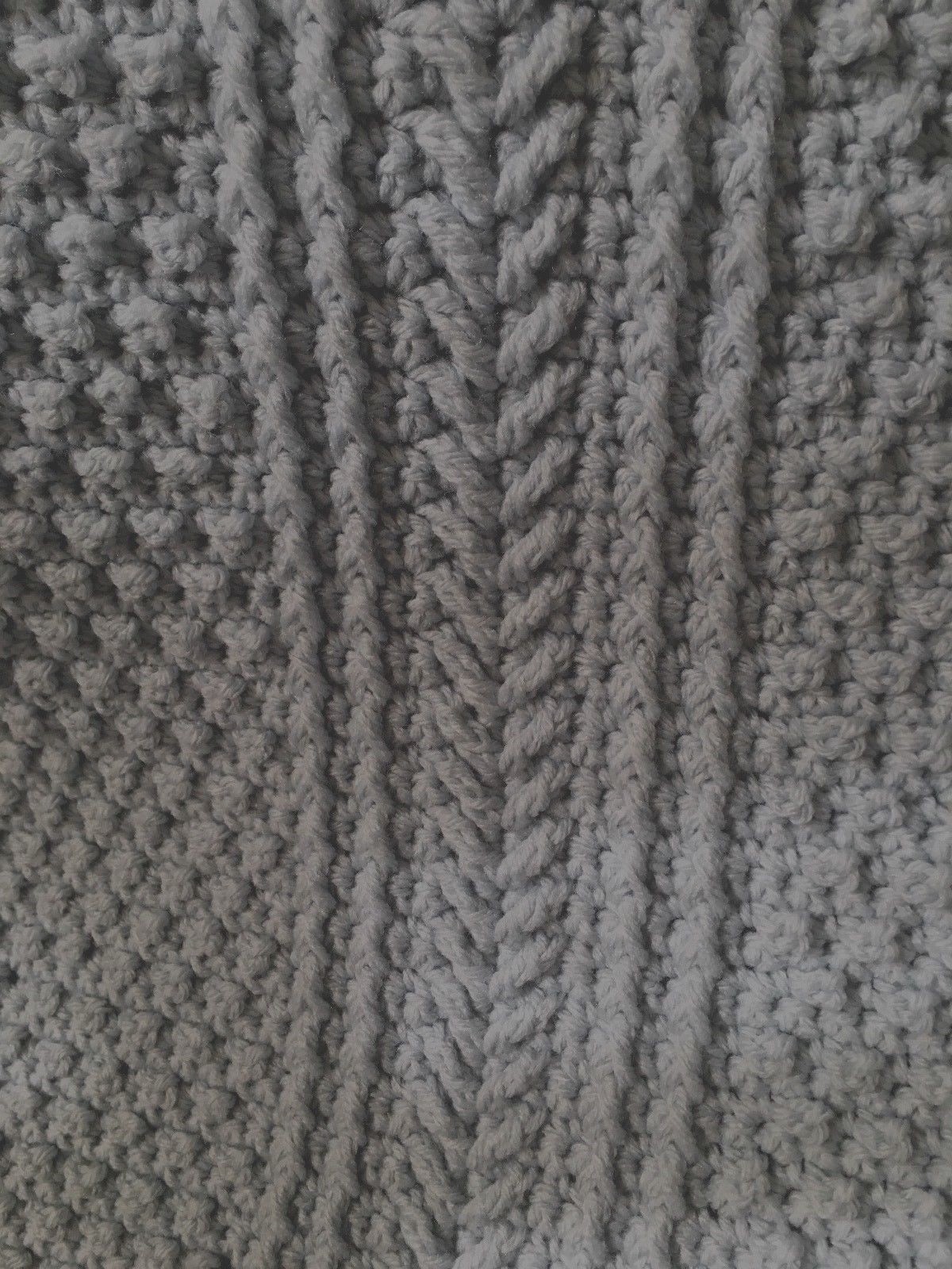 Hand Crocheted Vintage Afghan: Williamsburg Blue, Multi-Stitch Pattern, 44x60