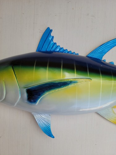 Blue Fin Tuna Hand Painted 28" Replica Wall Mount Sculpture Game Fishing Bluefin
