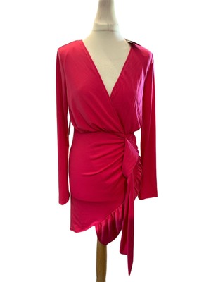 Boohoo Long Sleeve Wrap Mini Dress Carise Size 12