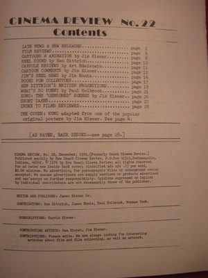 CINEMA REVIEW MAGAZINE Vol 22 Dec 1976 formerly Ozark Cinema Review KING KONG