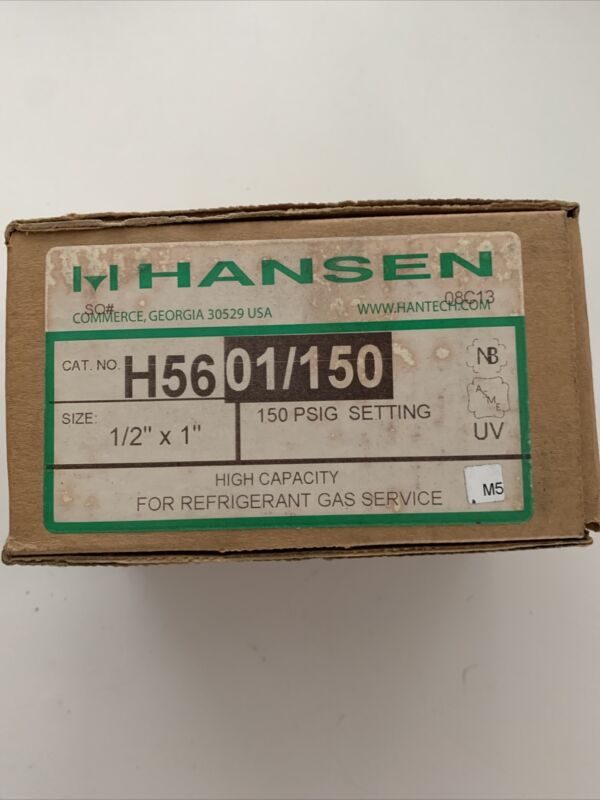 Hansen H5601/150 NOS . New In The Box Relief Valve 1/2”x1” Ammonia Refrigerant