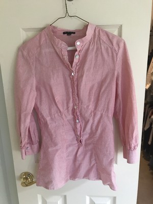 Sisley Italian Women's Blouse 3/4 Sleeves In Small 100% Cotton