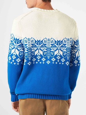 Pre-owned Mc2 Saint Barth Man Crewneck Sweater With Courmayeur Embroidery In Blue