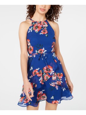 

BCX DRESS Женское синее короткое платье-футляр без рукавов с рюшами и лямкой для юниоров, Синий
