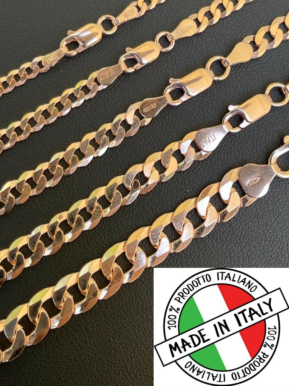 14k Rose Gold Plated REAL Solid 925 Silver Flat Cuban Link 14k Rose Gold Plated REAL Solid 925 Silver Flat Cuban Link